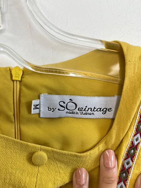 SÒ Vintage Made In Vietnam Yellow Mini Dress  (M)