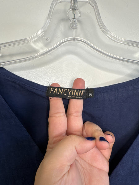 Fancyinn Blue Cotton-Blend Babydoll Dress (XL)