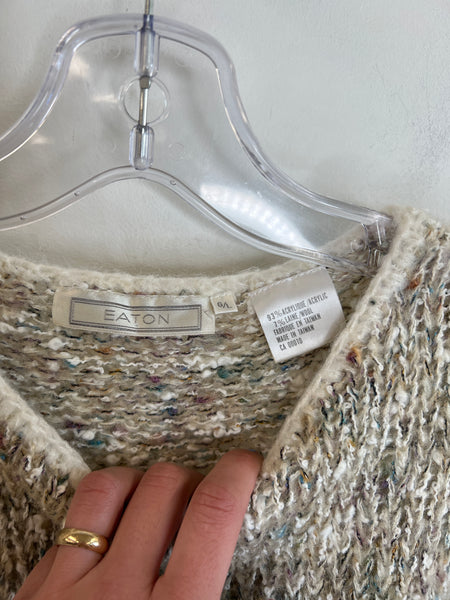 Vintage Eaton's Grey Speckled Long-Sleeve Sweater (L)