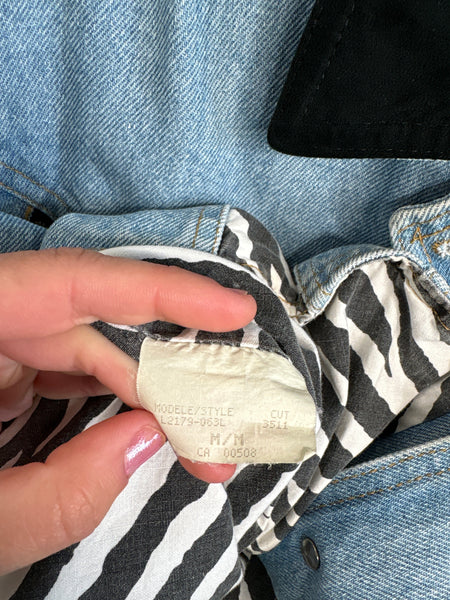 Vintage Pelican Cove Zebra Cropped Denim Jacket (M)