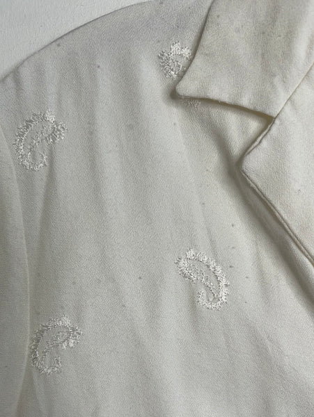 Vintage ParisCope Short Sleeve Button Up White Blouse (M)