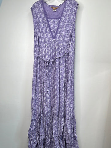 Vintage April Cornell Lavender Floral Maxi Dress (1x)
