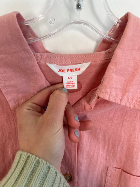 Joe Fresh Salmon Pink Long-Sleeve Button-Up Shirt (L)