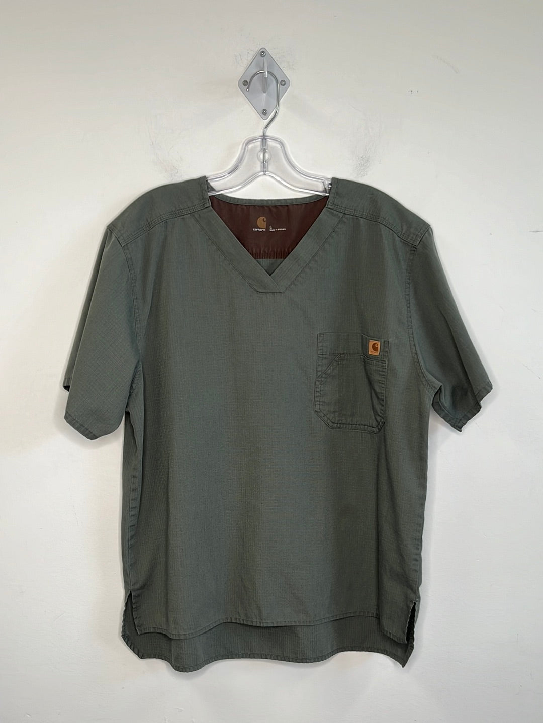 Carhartt Khaki Green Short-Sleeved Scrub Top (L)