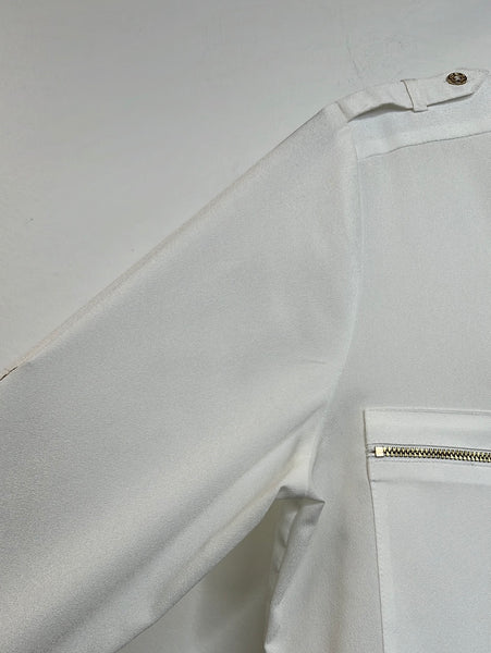 Calvin Klein Essential Zipper Button-Front Blouse (XS)