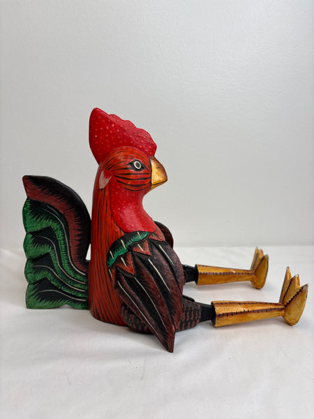 Chicken Bird Wooden Carved Figurine Animal Decor