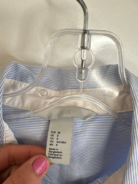 H&M Striped Long-Sleeve Button-Down Cotton-Blend Blouse (8)