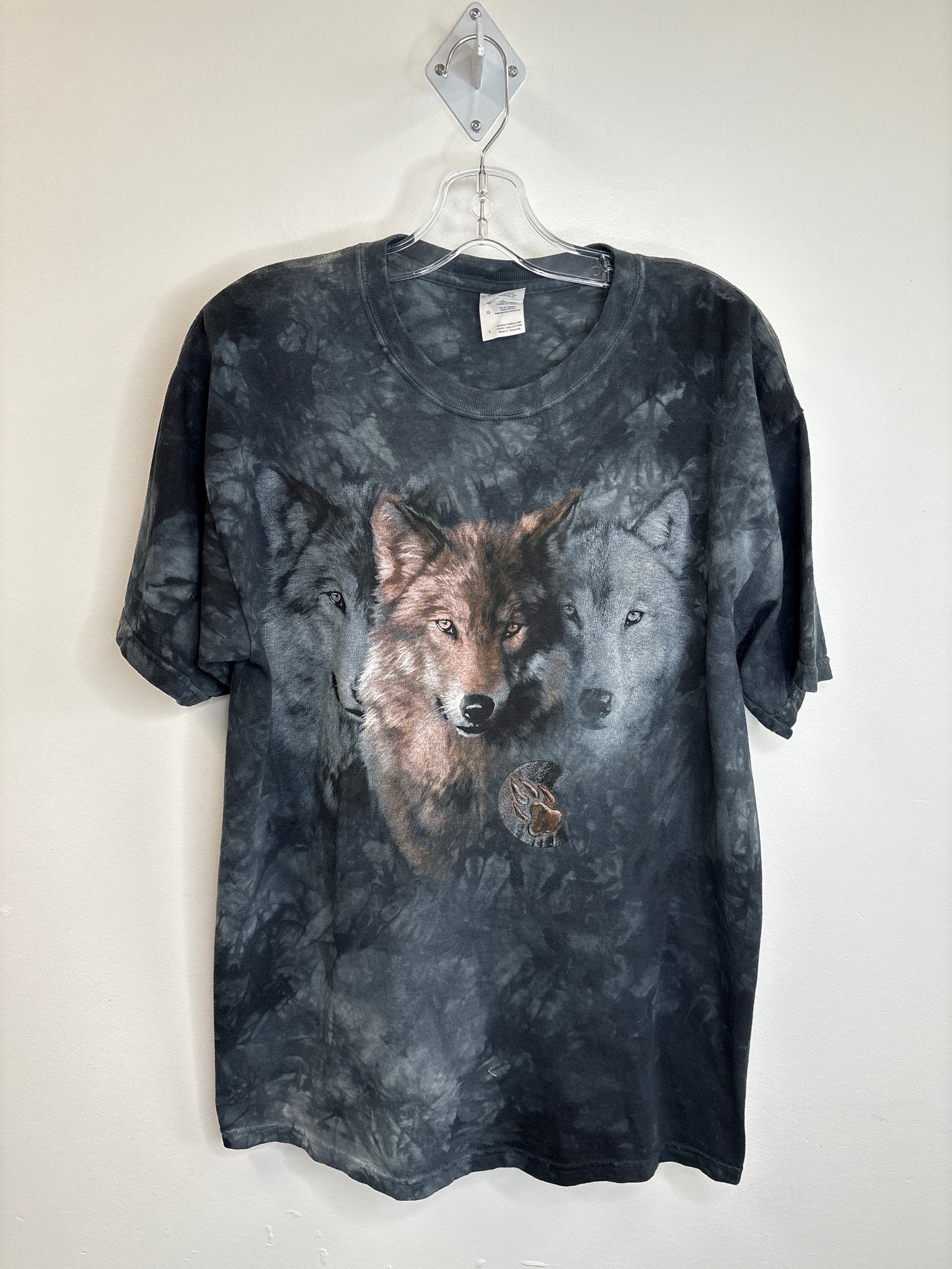 Tie Dye Wolf Cotton Graphic Tee (L)