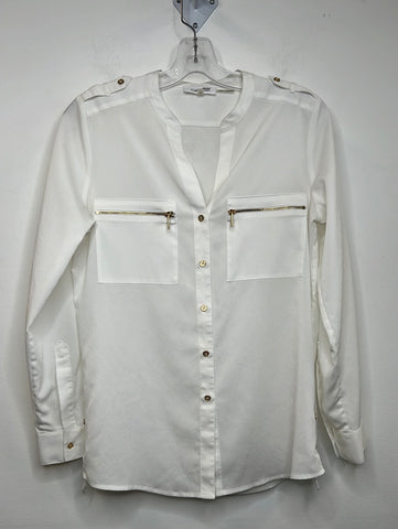 Calvin Klein Essential Zipper Button-Front Blouse (XS)