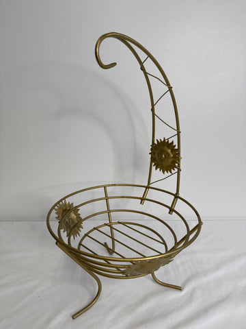 Vintage Mid Century Sun Metal Fruit Basket