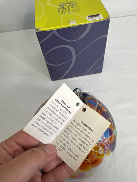 NWT Kitras Art Glass Summer Tree of Enchantment Friendship Glass Ball