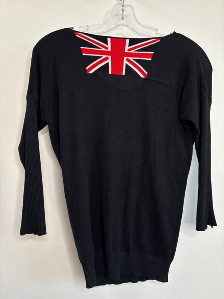 Knit Long Sleeve V-neck Union Jack Flag Pattern Sweater