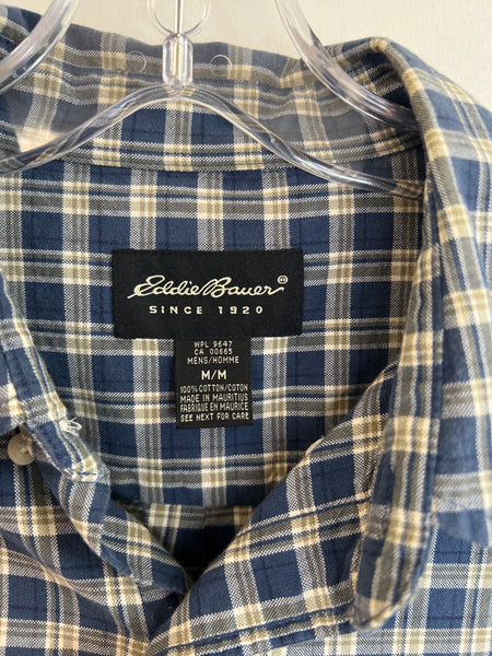 Eddie Bauer Blue Checkered Button-Up Shirt (M)