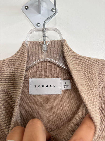 Topman 1/4 Zip Knit Long Sleeve Sweatshirt (L)