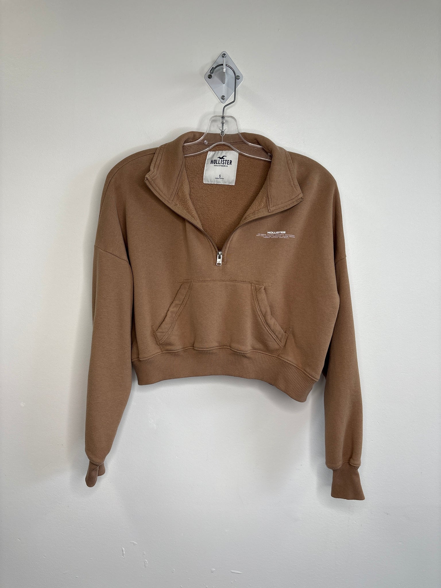 Hollister California Half Zip Cropped Sweatshirt (S)
