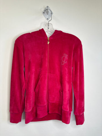 Velour Rhinestone Zip-Up Jacket (L)