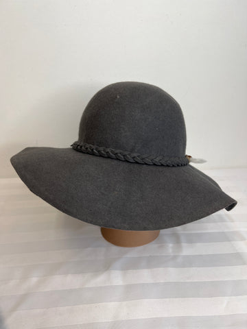 Grey Felt Wide Rim Wool Fedora Hat(OS)