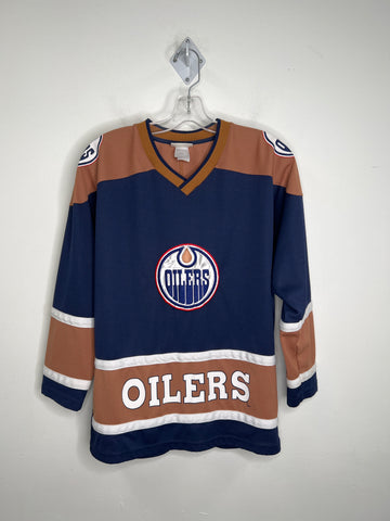 NHL Edmonton Oilers Navy Long-Sleeve Jersey (Youth Size L - 14/16)