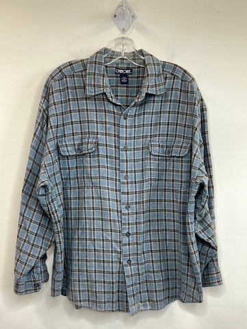 Vintage Cherokee Plaid Cotton Button Up Shirt (XL)