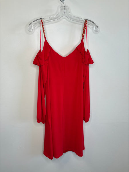 Michael Kors Red Coral Cold Shoulder Mini Dress (M)