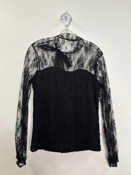 Suzy Shier Lace Long-Sleeve Top (M)