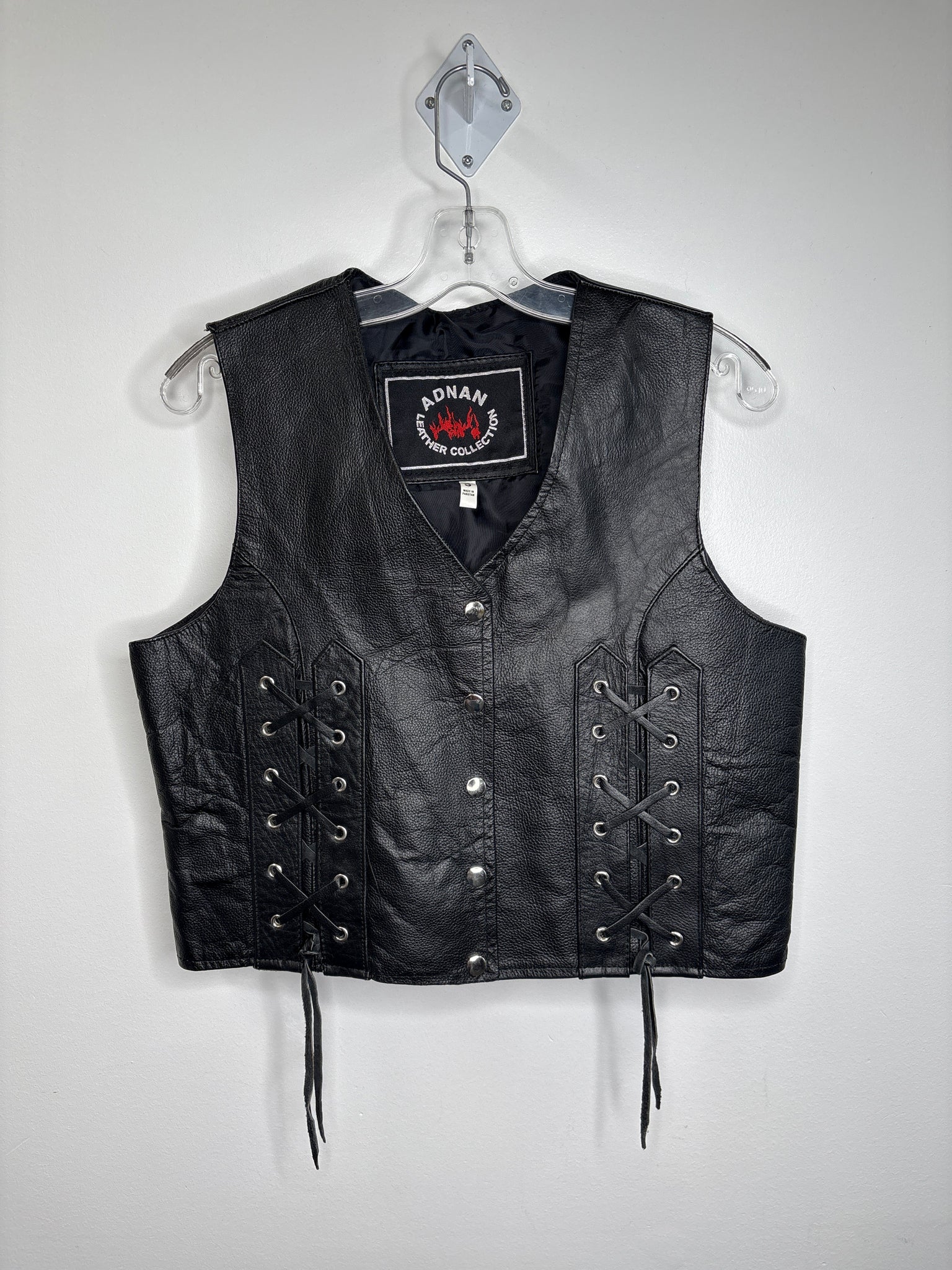Vintage Adnan Leather Collection Motorcycle Snap-Button Vest (S)