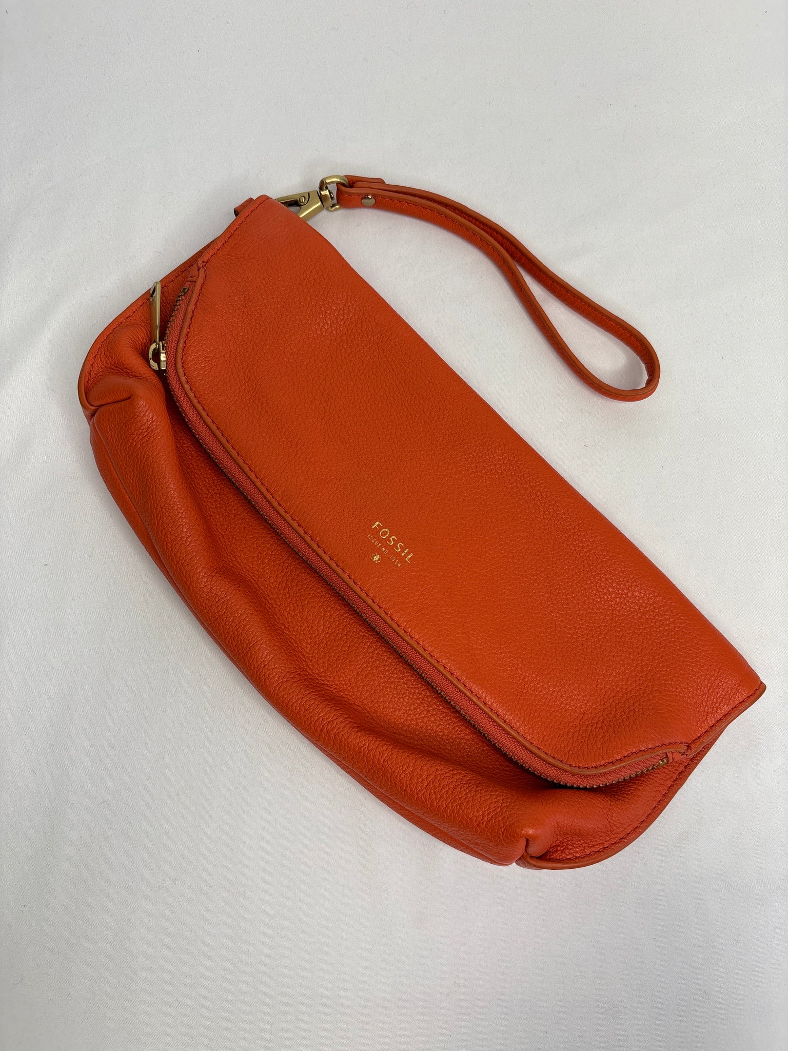 Fossil Orange Cowhide Leather Monarch Foldable Clutch