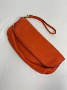 Fossil Orange Cowhide Leather Monarch Foldable Clutch