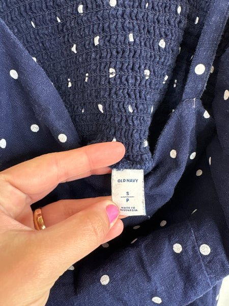 Old Navy Polka Dot Linen-Blend Jumpsuit (S)