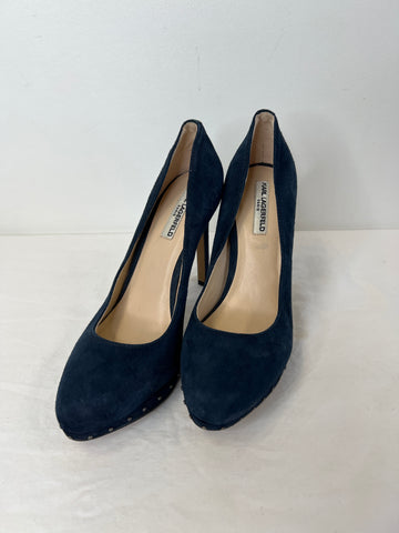 Karl Lagerfeld Paris Navy Suede Closed Toed Pumps (US 5.5M)