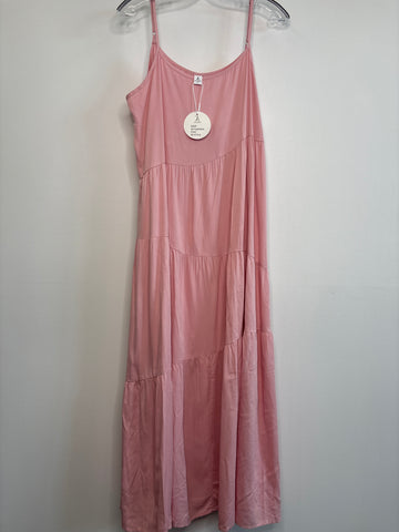 Anrabess Baby Pink Three-Tiered Sleevless Dress (XL)