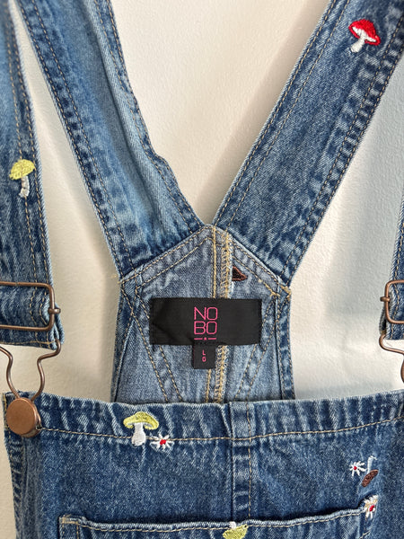 NOBO Embroidered Mushroom Denim Shortalls (L)