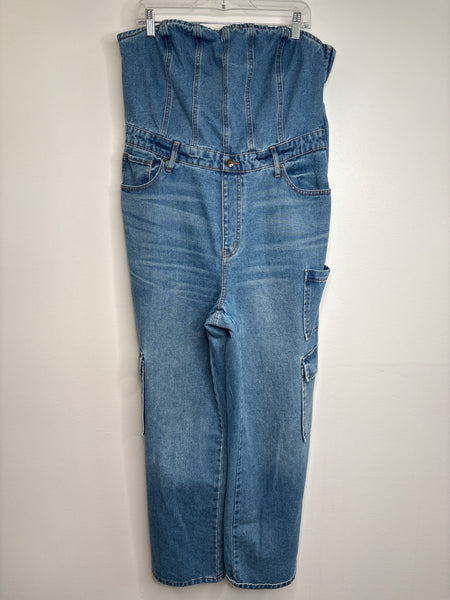 Wild Fable Cargo Denim Jumpsuit (L)