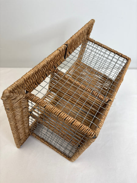 Metal Wicker Silverware Caddy Picnic Basket