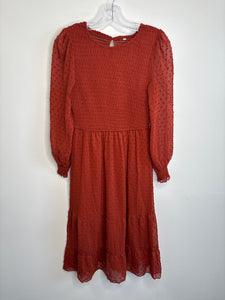 Casual Sheer Long Sleeve Crewneck Dot Midi Dress (S)