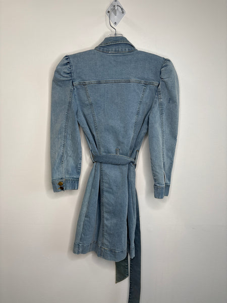 Elan Denim Long Sleeve Button-Up Mini Dress (M)