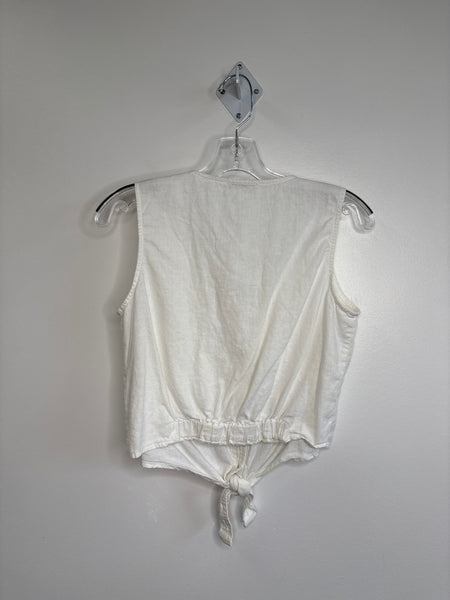 Dex Linen-Blend Tie-Front Sleeveless Cropped Top (S)