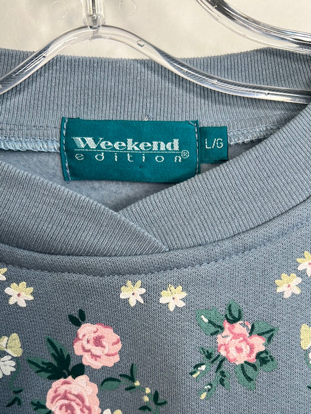 Vintage Weekend Edition Floral Crewneck Sweatshirt (L)