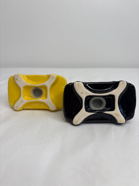 SET OF 2 Yellow And Black Taxi Cab Salt And Pepper Shakers