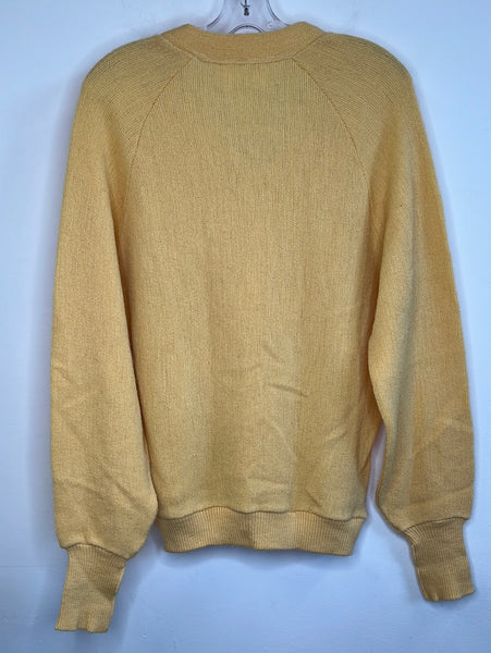 Vintage White Ram Wool-Mohair Blend V-Neck Sweater (M)
