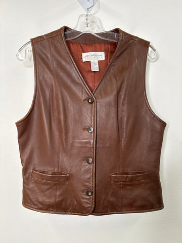 Liz Claiborne Brown Leather Button-Up Vest (8)