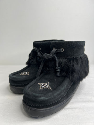 Manitobah Mukluks Black Suede  Waterproof Keewatin Half-Mukluk (L5)