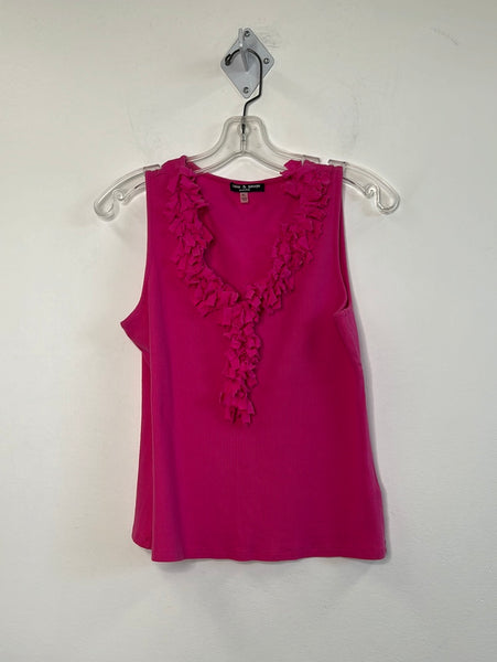 Cable & Gauge Ruffled Front Sleeveless Top (PL)
