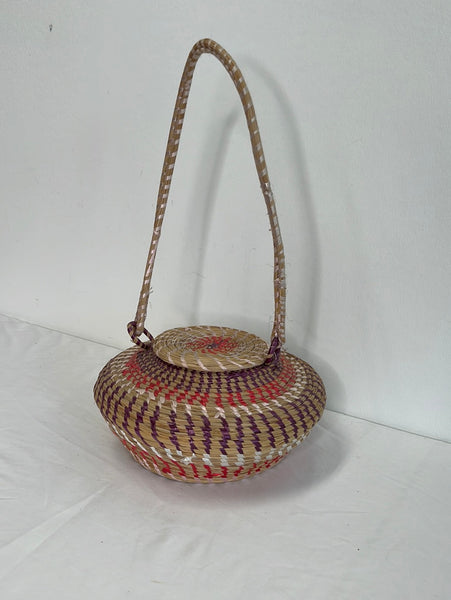 Straw Basket Dye Woven with Lid