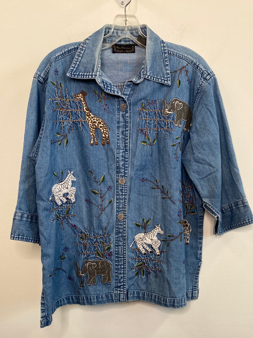 New Direction Embroidered Button Up Denim Shirt (M)