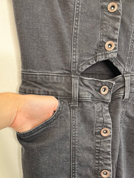 Zara Button Up Open Stomach Denim Mini Dress (XS)