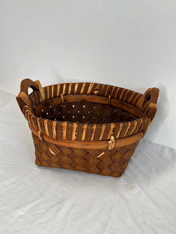 Woven Jute Twine and Wood Basket