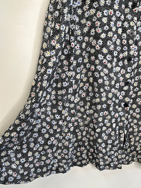 Retro Addition-Elle Floral Button Midi Skirt (4X)