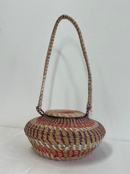 Straw Basket Dye Woven with Lid