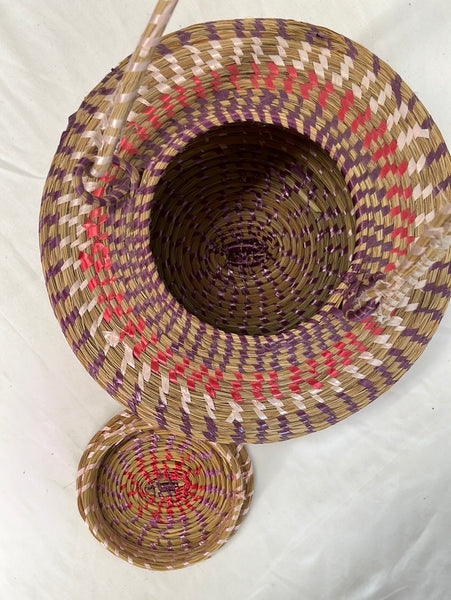 Straw Basket Dye Woven with Lid